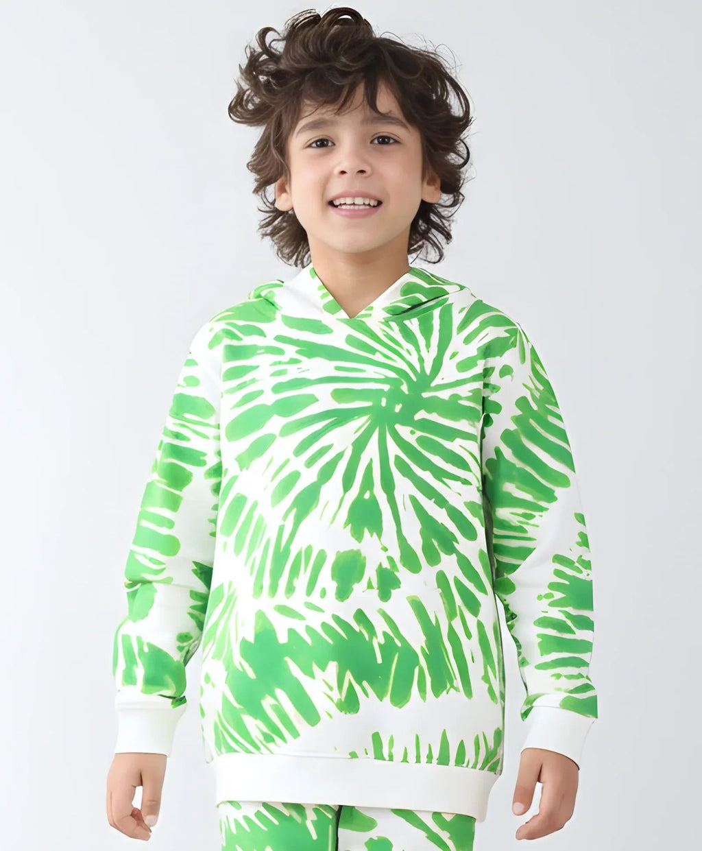 GREEN SWIRL BOYS FLEECE HOODIE - GREEN