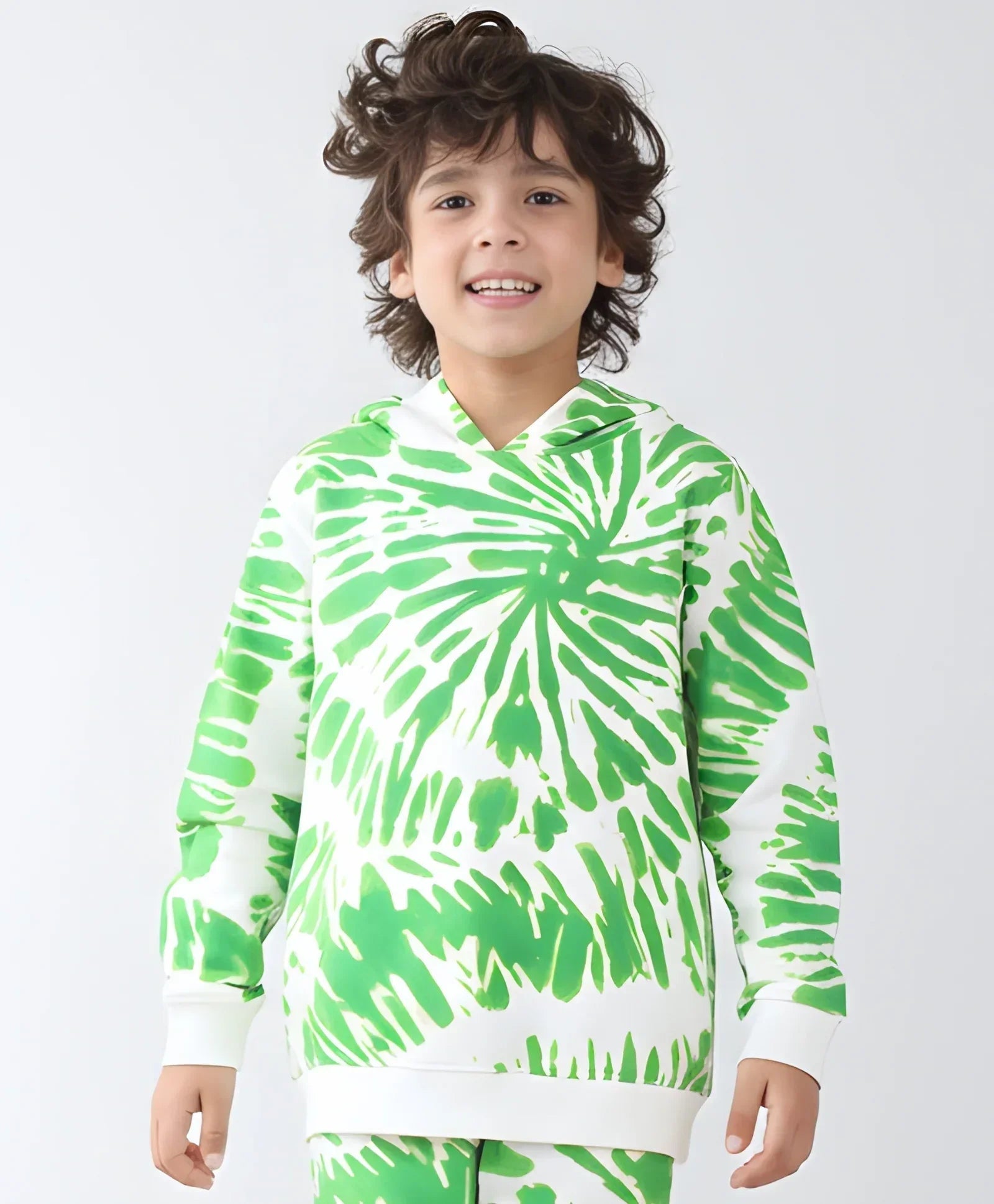 GREEN SWIRL BOYS FLEECE HOODIE - GREEN