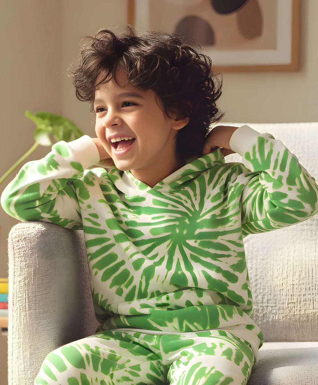GREEN SWIRL BOYS FLEECE HOODIE - GREEN