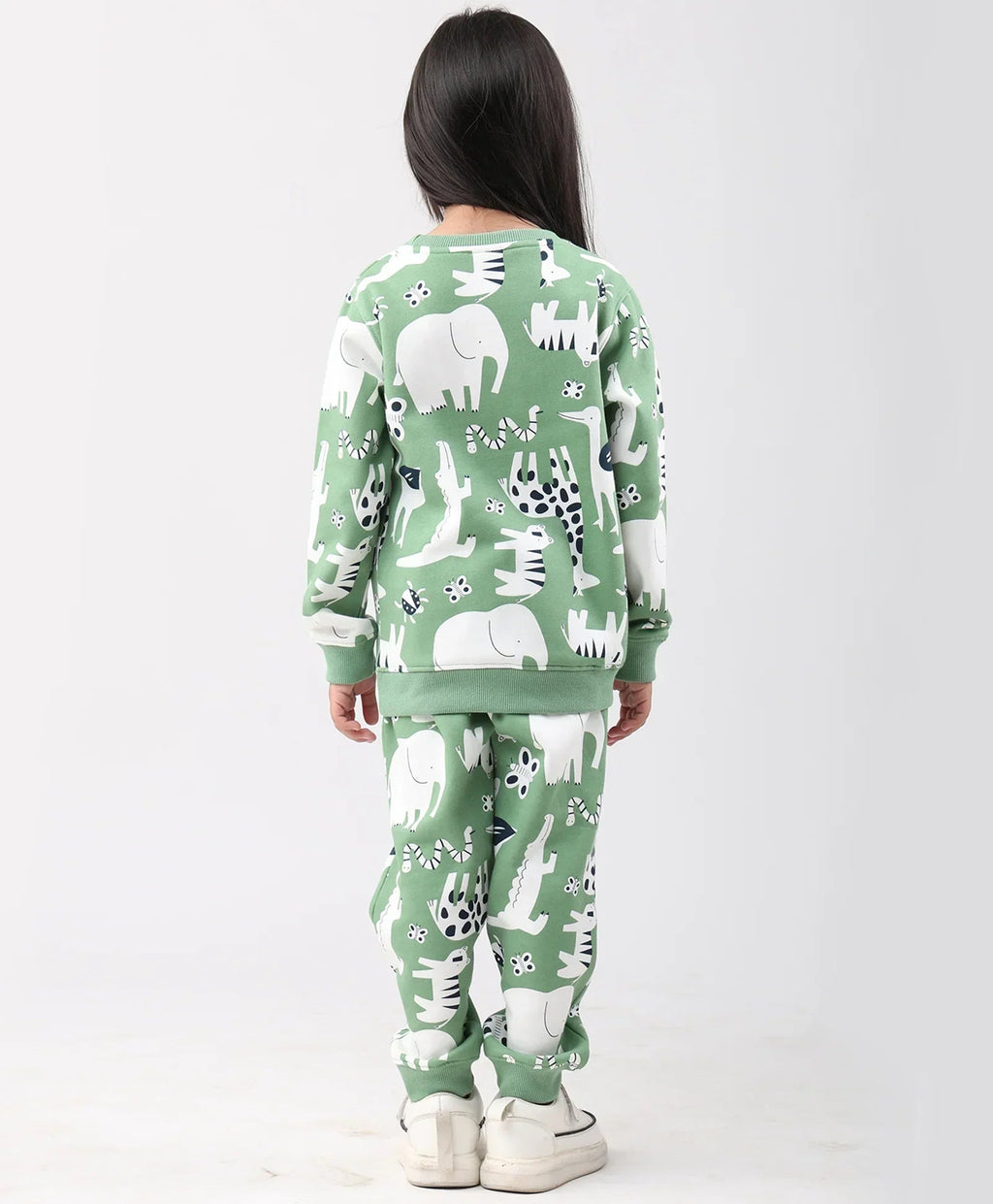 ANIMAL GREEN FLEECE GIRLS SWEATSHIRT JOGGER SET - GREEN