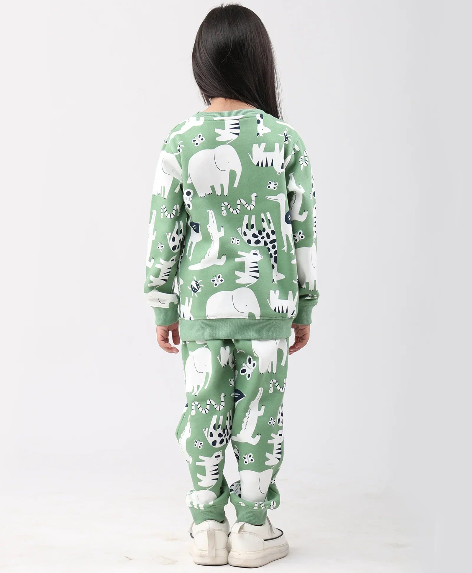 ANIMAL GREEN FLEECE GIRLS SWEATSHIRT JOGGER SET - GREEN