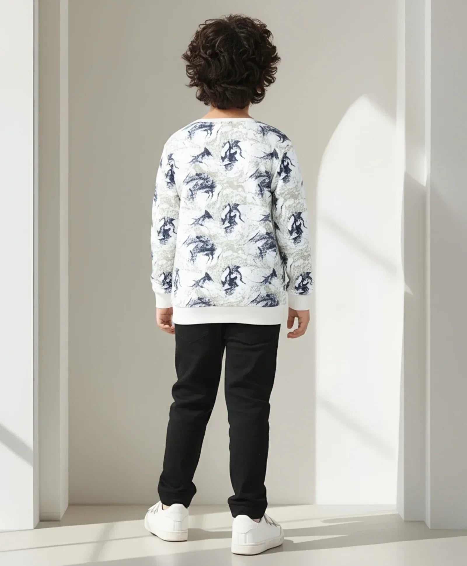 BLUE LIGHTING FLEECE SWEATSHIRT BLACK JOGGER SET - BLUE/BLACK