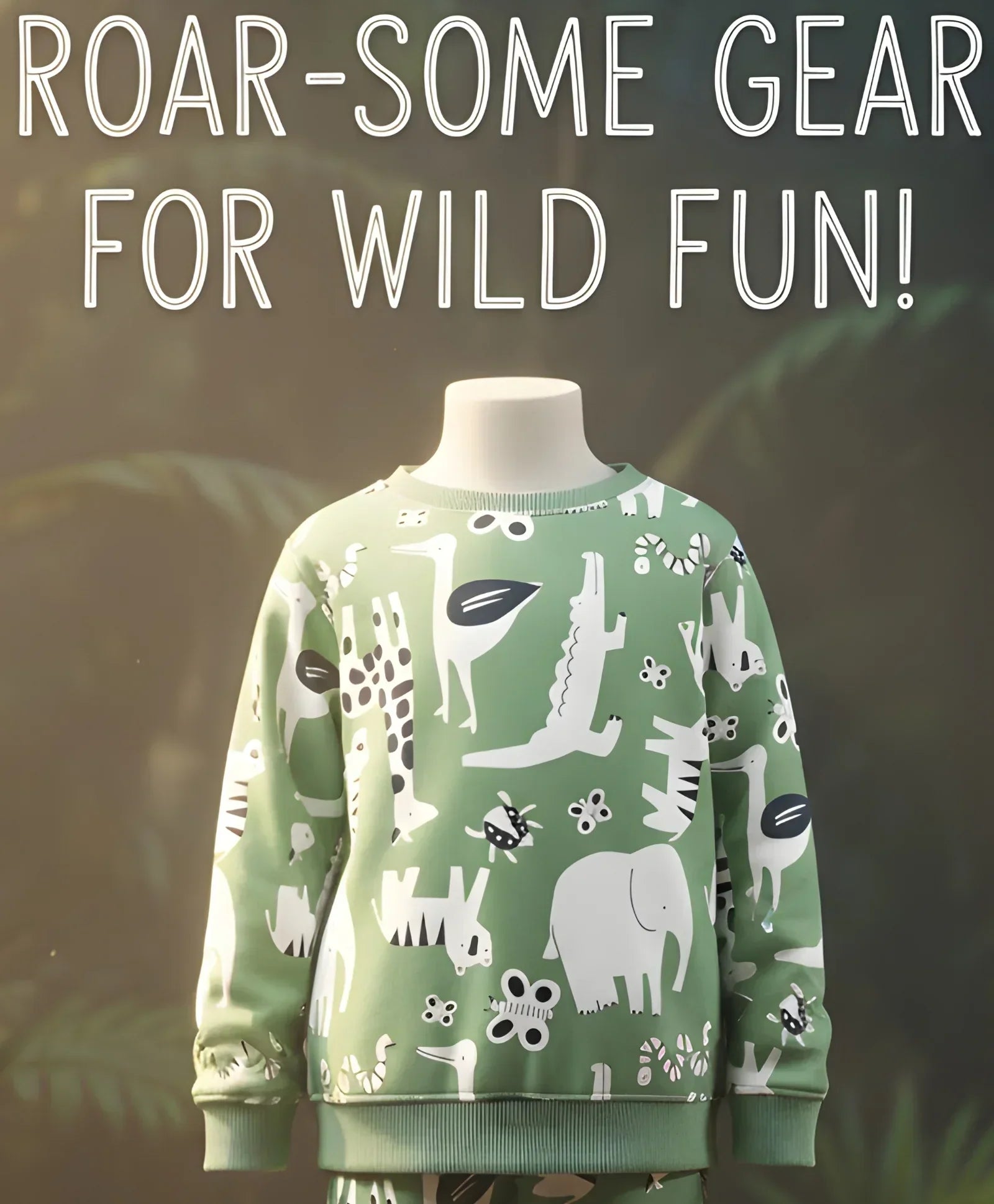 ANIMAL GREEN FLEECE GIRLS SWEATSHIRT - GREEN