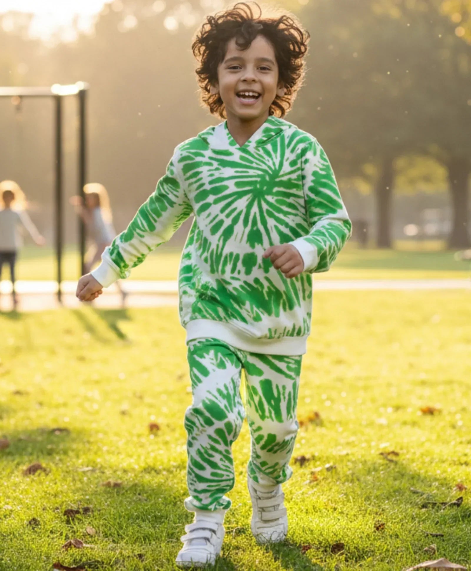 GREEN SWIRL BOYS FLEECE HOODIE JOGGER SET - GREEN