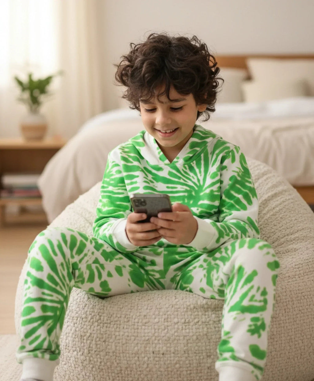 GREEN SWIRL BOYS FLEECE HOODIE JOGGER SET - GREEN