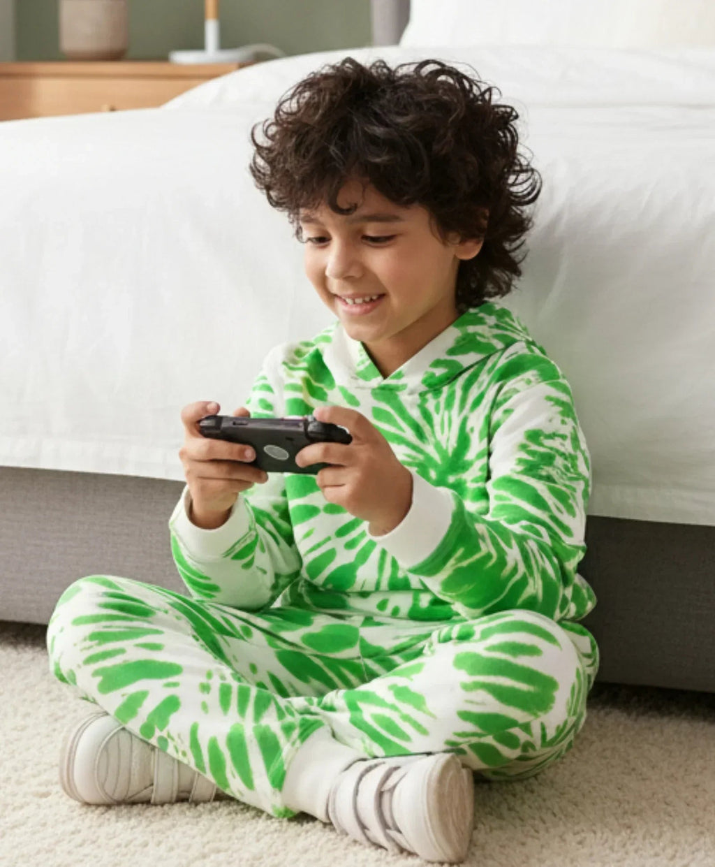 GREEN SWIRL BOYS FLEECE HOODIE JOGGER SET - GREEN