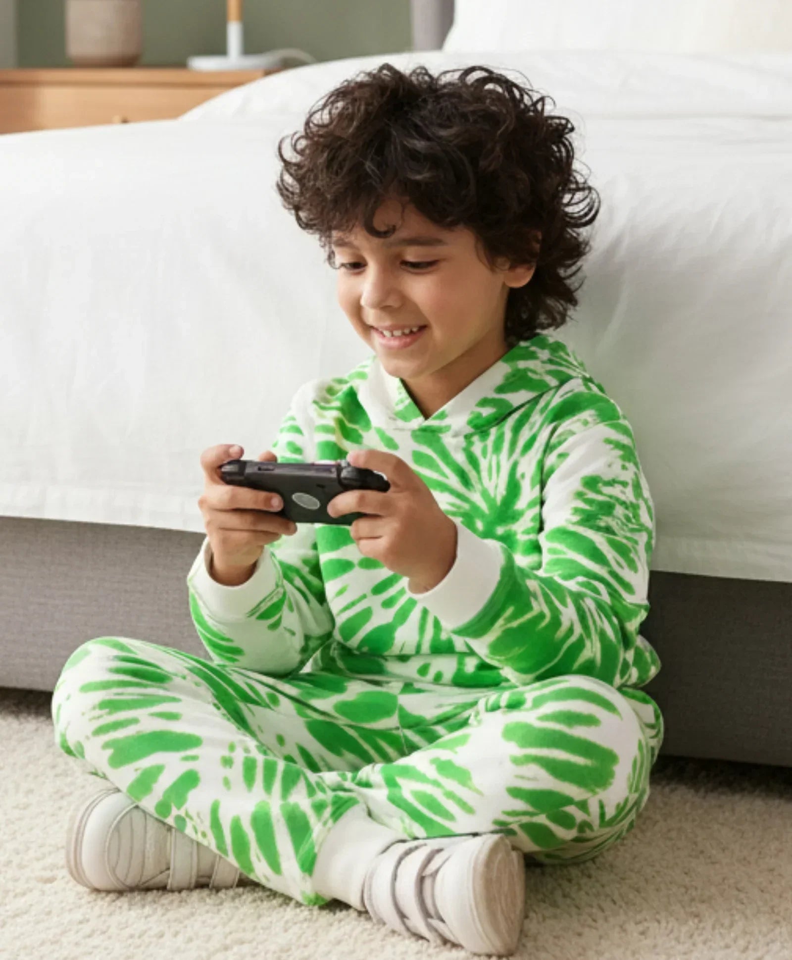 GREEN SWIRL BOYS FLEECE HOODIE JOGGER SET - GREEN