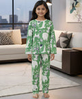 ANIMAL GREEN GIRLS LONG SLEEVE PYJAMA SET - GREEN