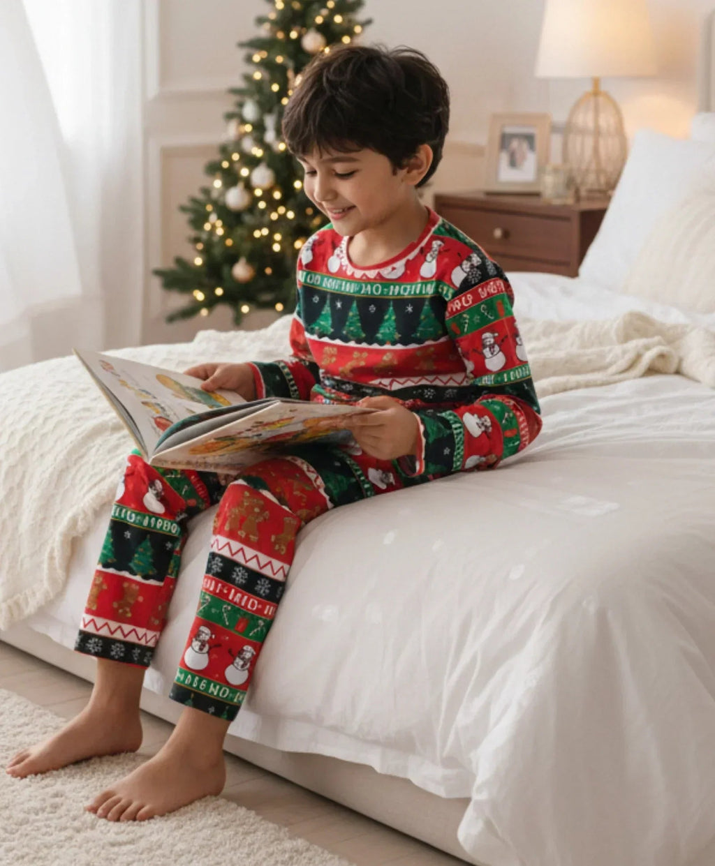 CHRISTMAS RED LONG SLEEVE PYJAMA SET - RED