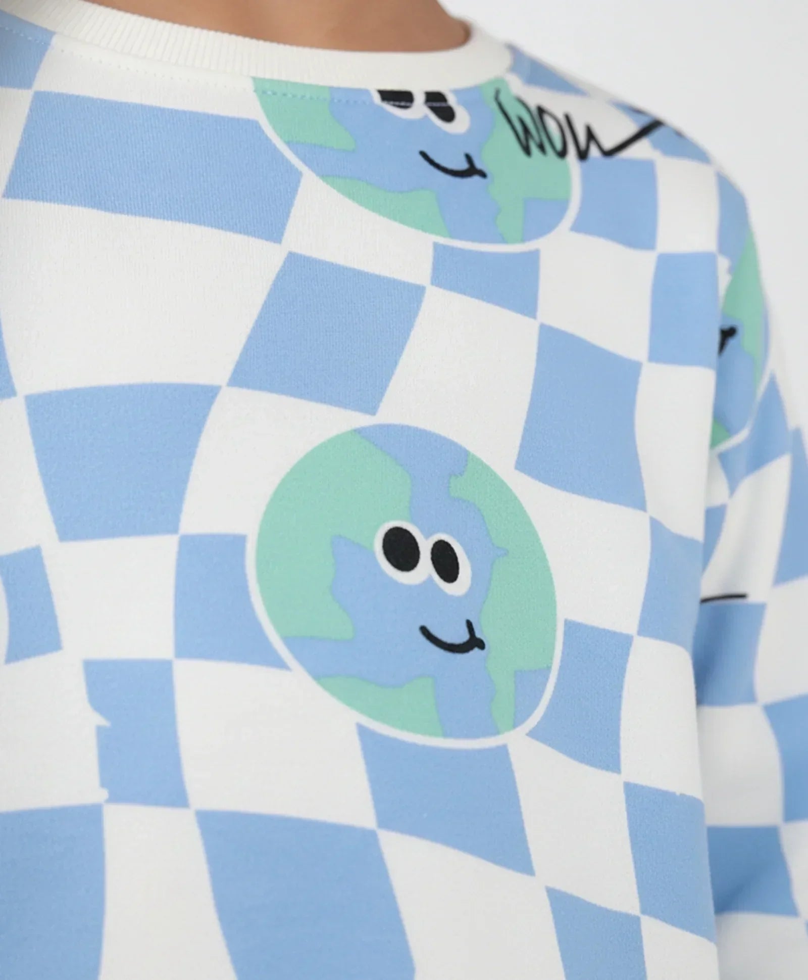 GLOBE CHECK BOYS FLEECE SWEATSHIRT - BLUE