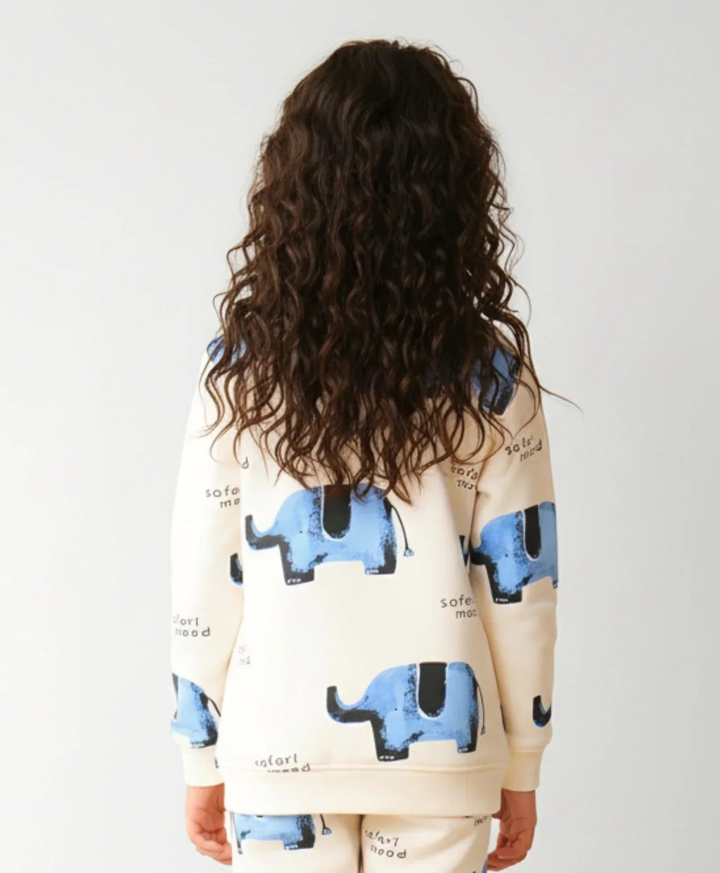 ELEPHANT SAFARI GIRLS FLEECE SWEATSHIRT - WHITE