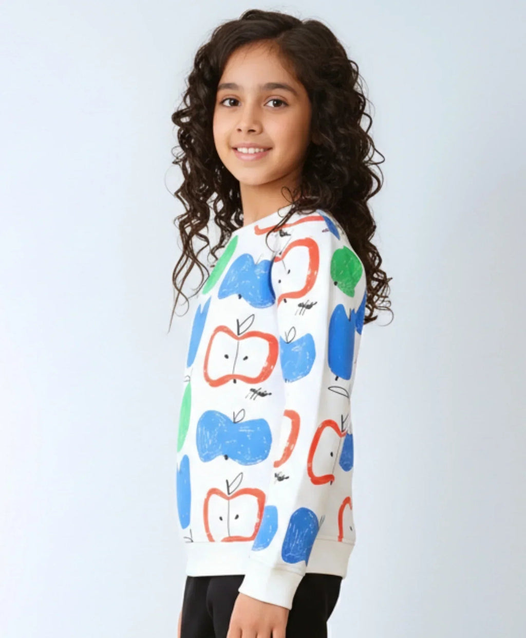 APPLE PEAR GIRLS FLEECE SWEATSHIRT - WHITE