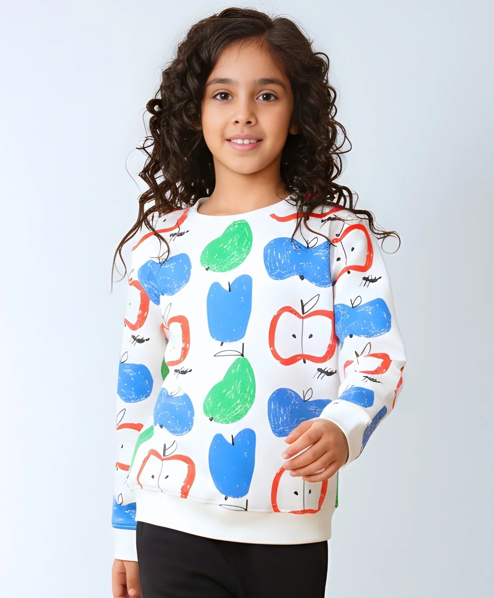 APPLE PEAR GIRLS FLEECE SWEATSHIRT - WHITE