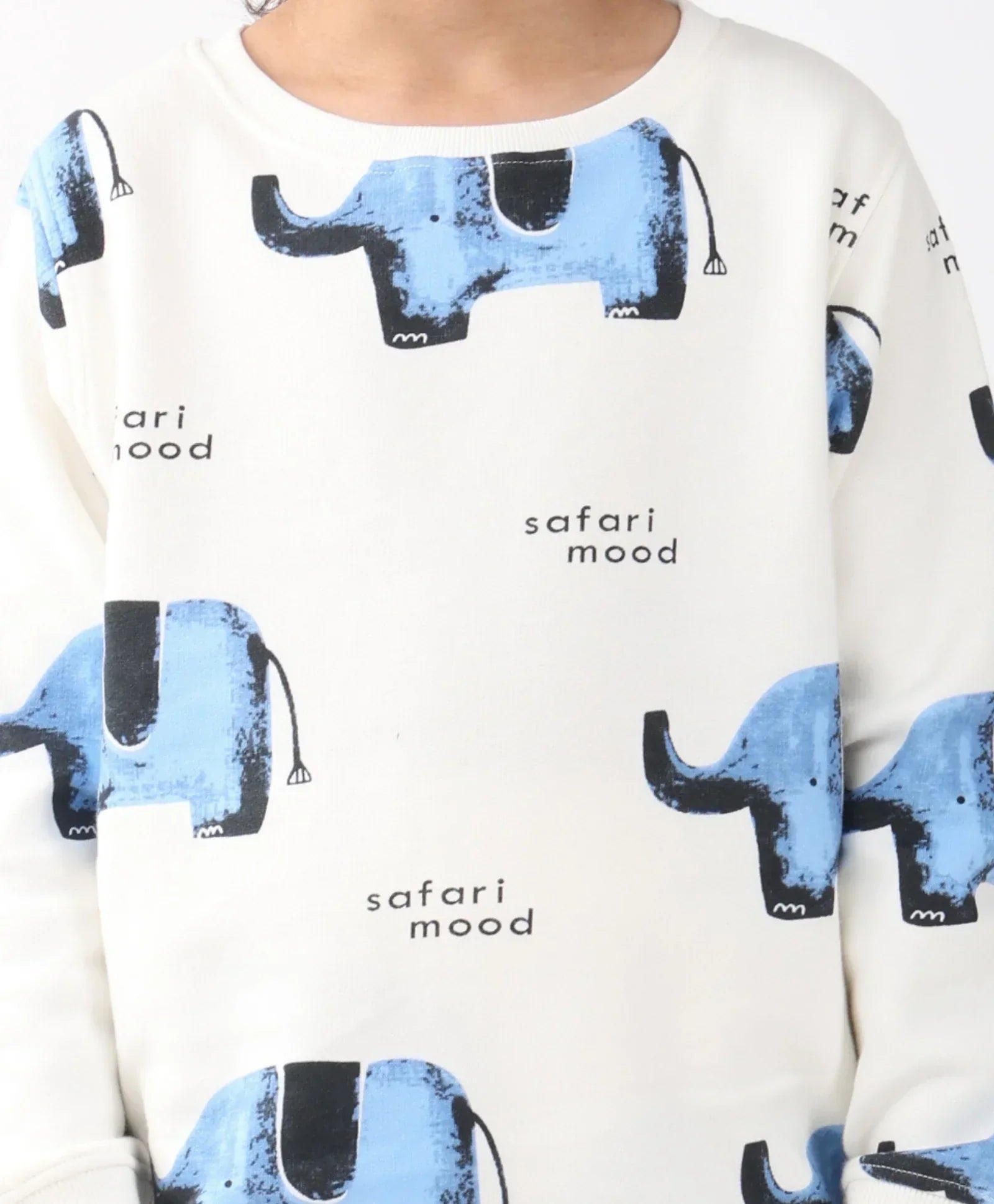 ELEPHANT SAFARI FLEECE SWEATSHIRT -OFF WHITE