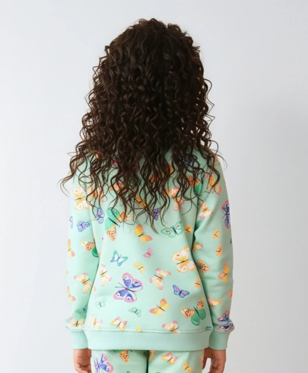 BUTTERFLY GREEN FLEECE GIRLS SWEATSHIRT - GREEN