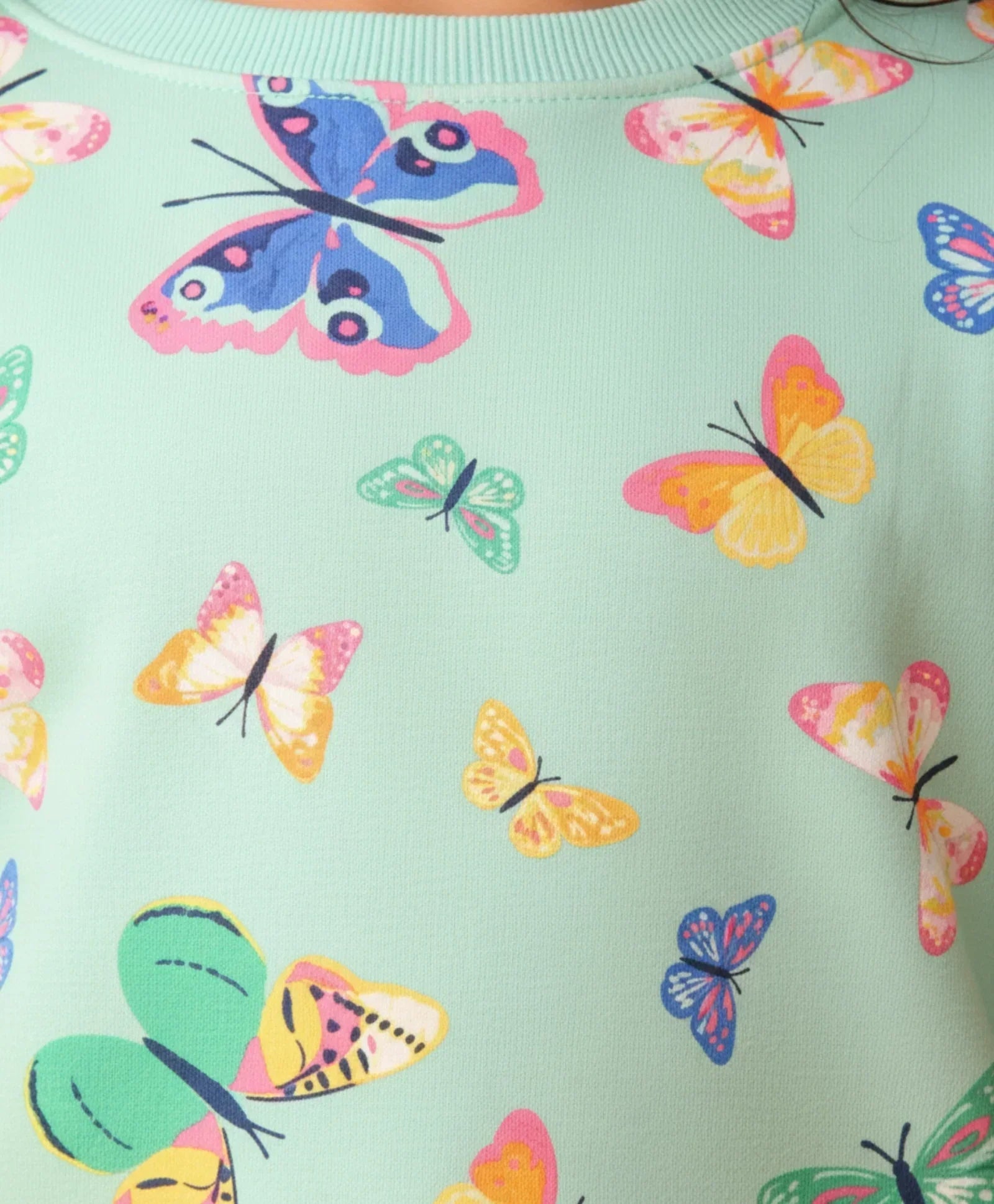 BUTTERFLY GREEN FLEECE GIRLS SWEATSHIRT - GREEN