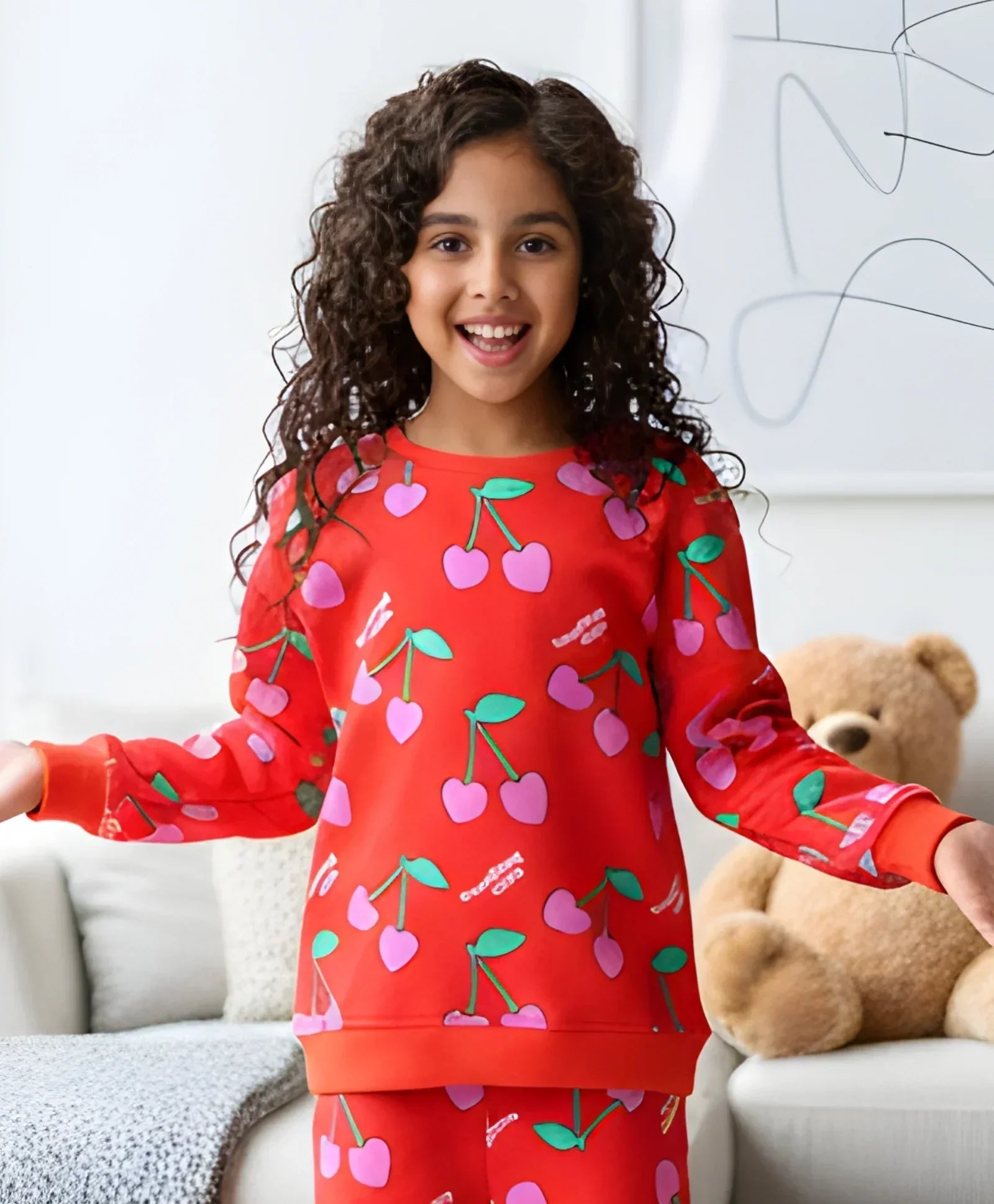 CHERRY RED FLEECE GIRLS SWEATSHIRT - RED