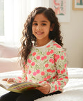 DOTTED CHERRY LONG SLEEVE GIRLS T-SHIRT - OFF WHITE