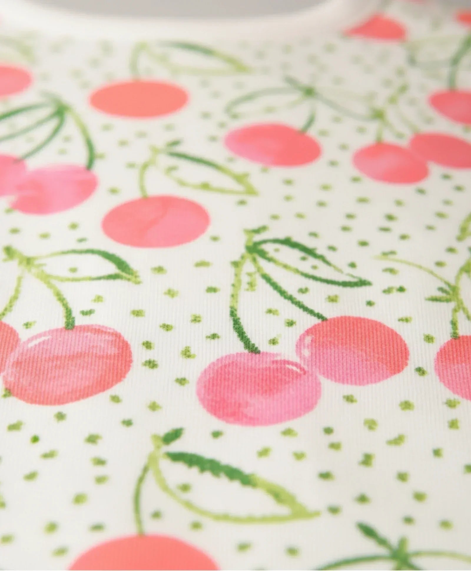 DOTTED CHERRY LONG SLEEVE GIRLS T-SHIRT - OFF WHITE