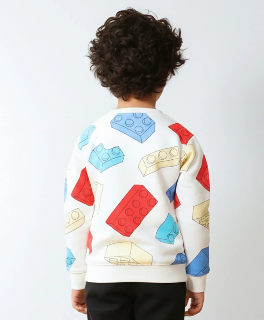 BLOCK BUILDER FLEECE BOYS SWEATSHIRT - OFF WHITE