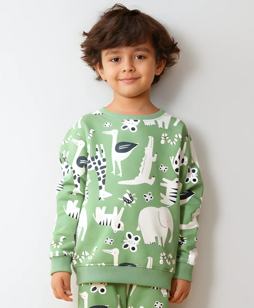 ANIMAL GREEN FLEECE BOYS SWEATSHIRT - GREEN