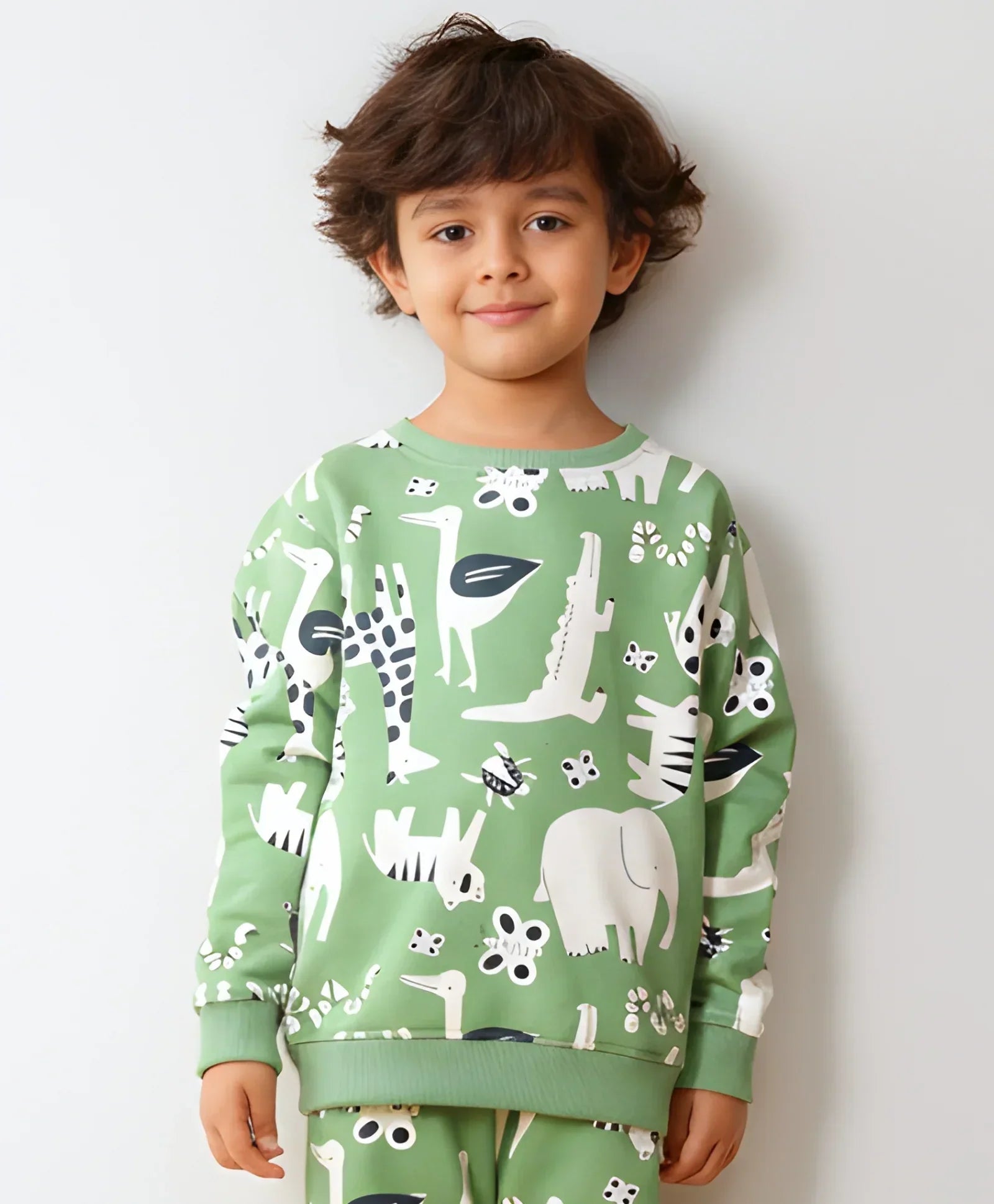 ANIMAL GREEN FLEECE BOYS SWEATSHIRT - GREEN
