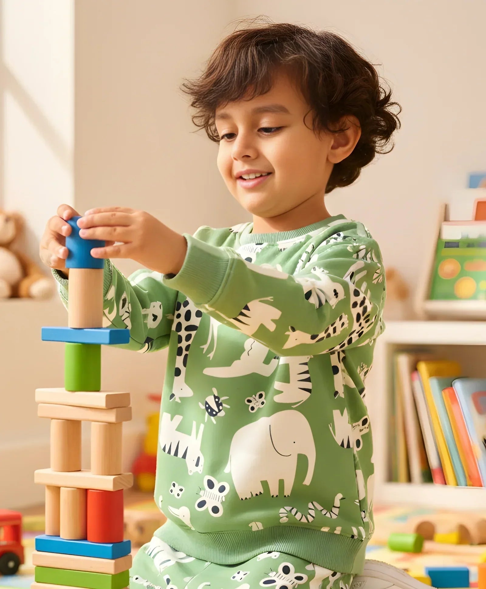 ANIMAL GREEN FLEECE BOYS SWEATSHIRT - GREEN