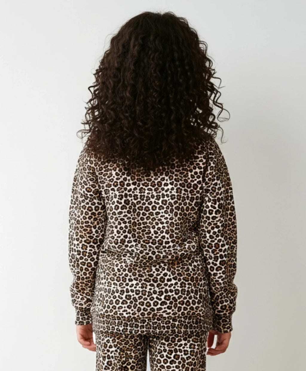 LEOPARD GIRLS FLEECE SWEATSHIRT - BROWN