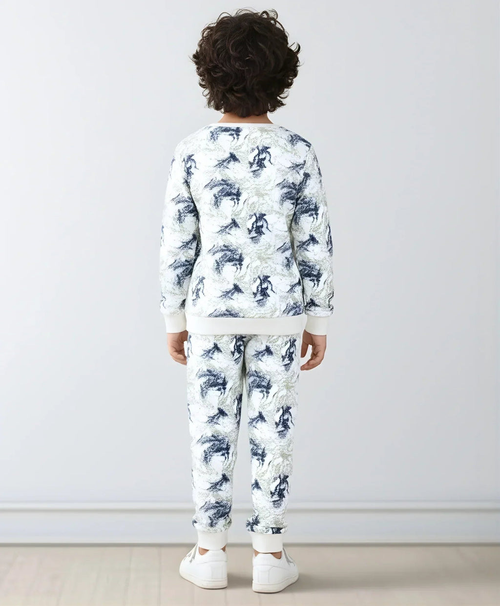 BLACK BLUE LIGHTING FLEECE BOYS SWEATSHIRT JOGGER SET - BLUE