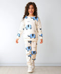 ELEPHANT SAFARI GIRLS FLEECE SWEATSHIRT JOGGER SET - WHITE