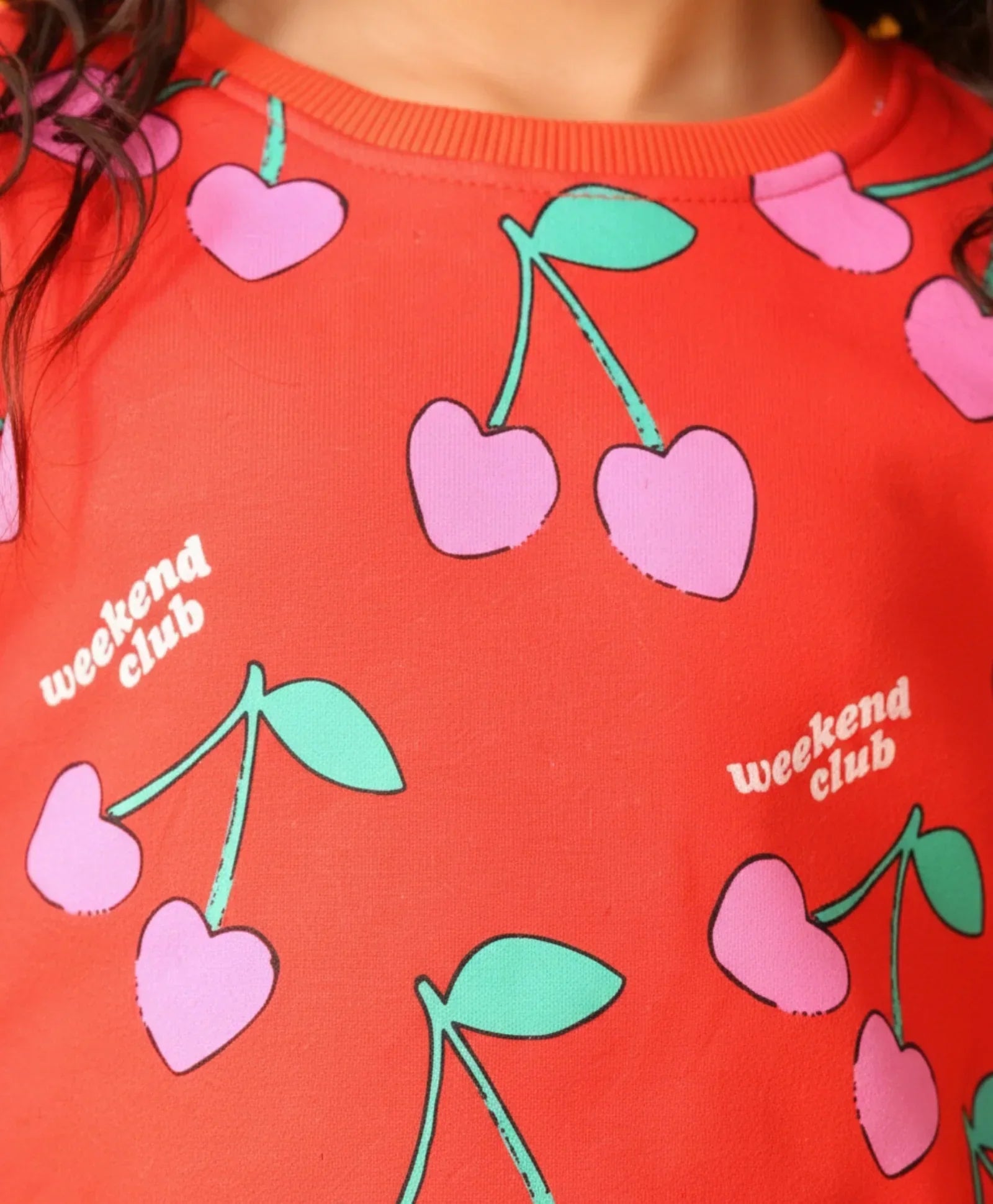 CHERRY RED FLEECE GIRLS SWEATSHIRT JOGGER SET - RED