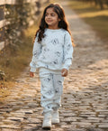 BUTTERFLY BLUE FLEECE GIRLS SWEATSHIRT JOGGER SET - BLUE