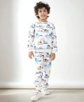 DIGGER PRINT FLEECE BOYS SWEATSHIRT JOGGER SET - OFF WHITE