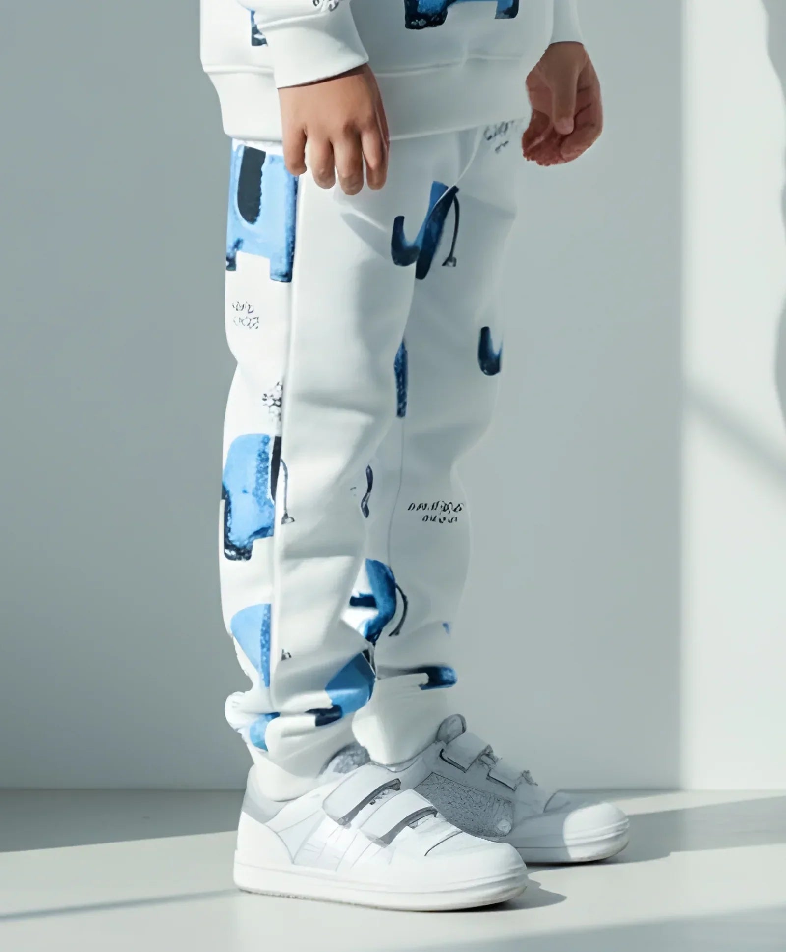 ELEPHANT SAFARI GIRLS FLEECE JOGGER - WHITE