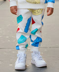 BLOCK BUILDER FLEECE GIRLS JOGGER - OFF WHITE