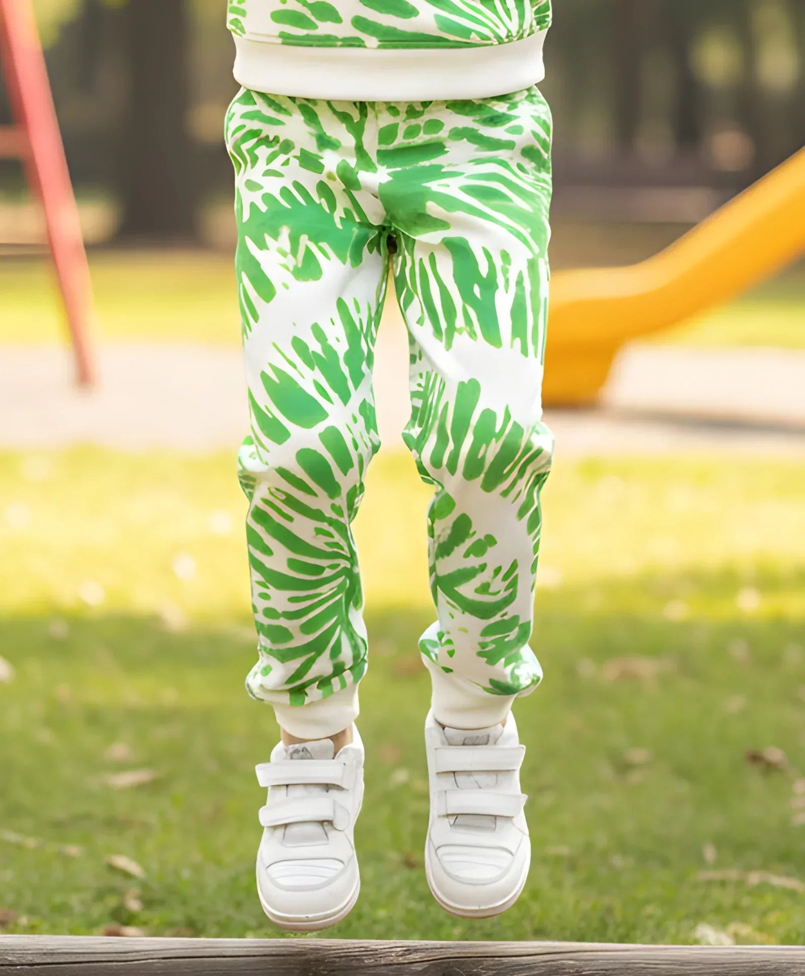 GREEN SWIRL FLEECE JOGGER - GREEN