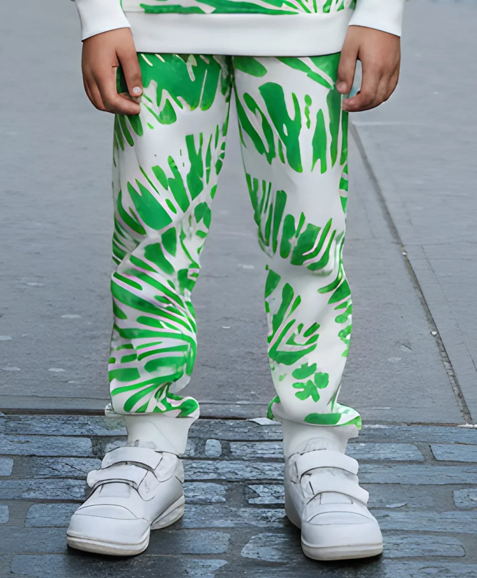 GREEN SWIRL FLEECE JOGGER - GREEN