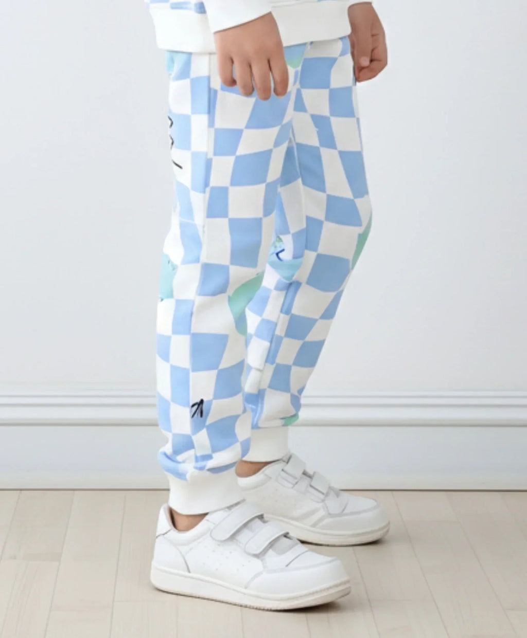 GLOBE CHECK FLEECE JOGGER -BLUE