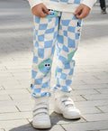 GLOBE CHECK FLEECE JOGGER -BLUE