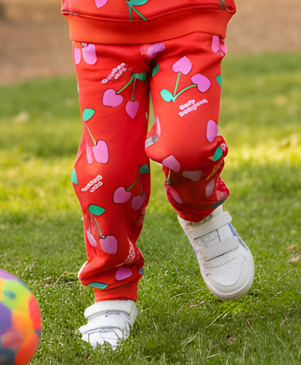 CHERRY RED FLEECE GIRLS JOGGER - RED