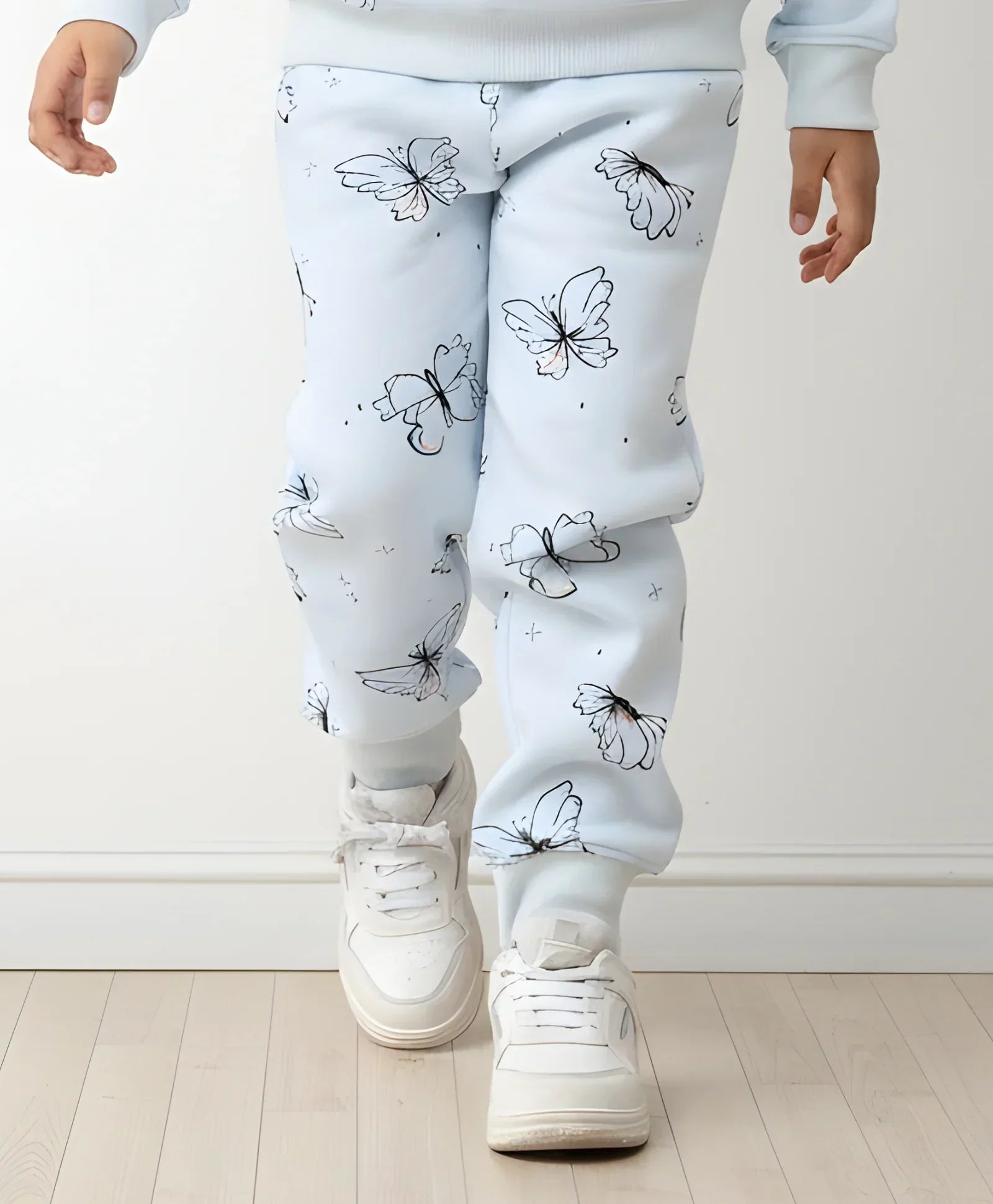 BLUE BUTTERFLY FLEECE GIRLS JOGGER - BLUE
