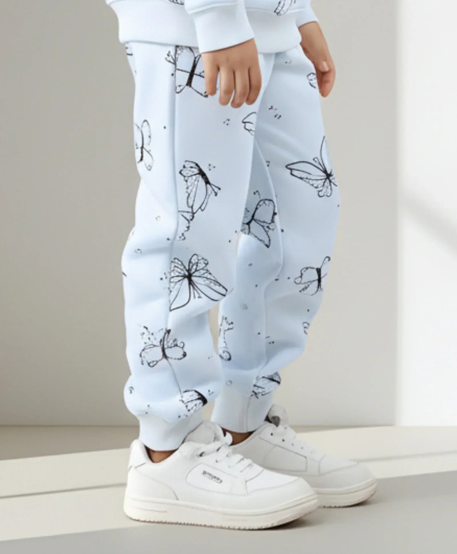 BLUE BUTTERFLY FLEECE GIRLS JOGGER - BLUE