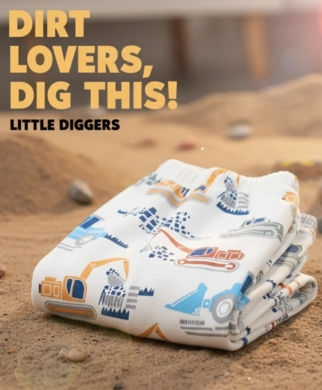 DIGGER PRINT FLEECE BOYS JOGGER - OFF WHITE