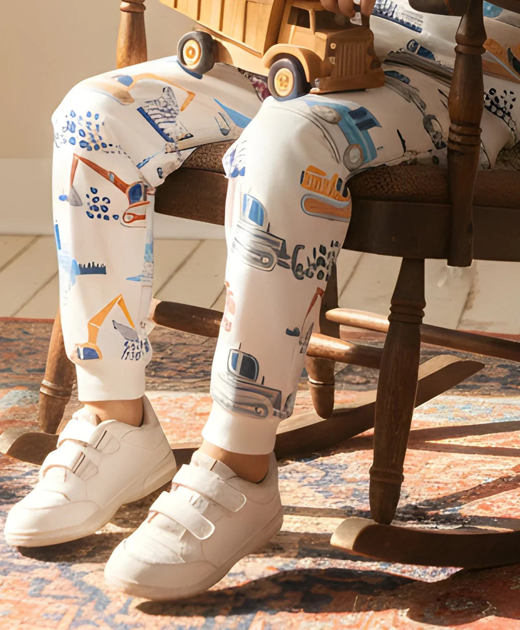 DIGGER PRINT FLEECE BOYS JOGGER - OFF WHITE