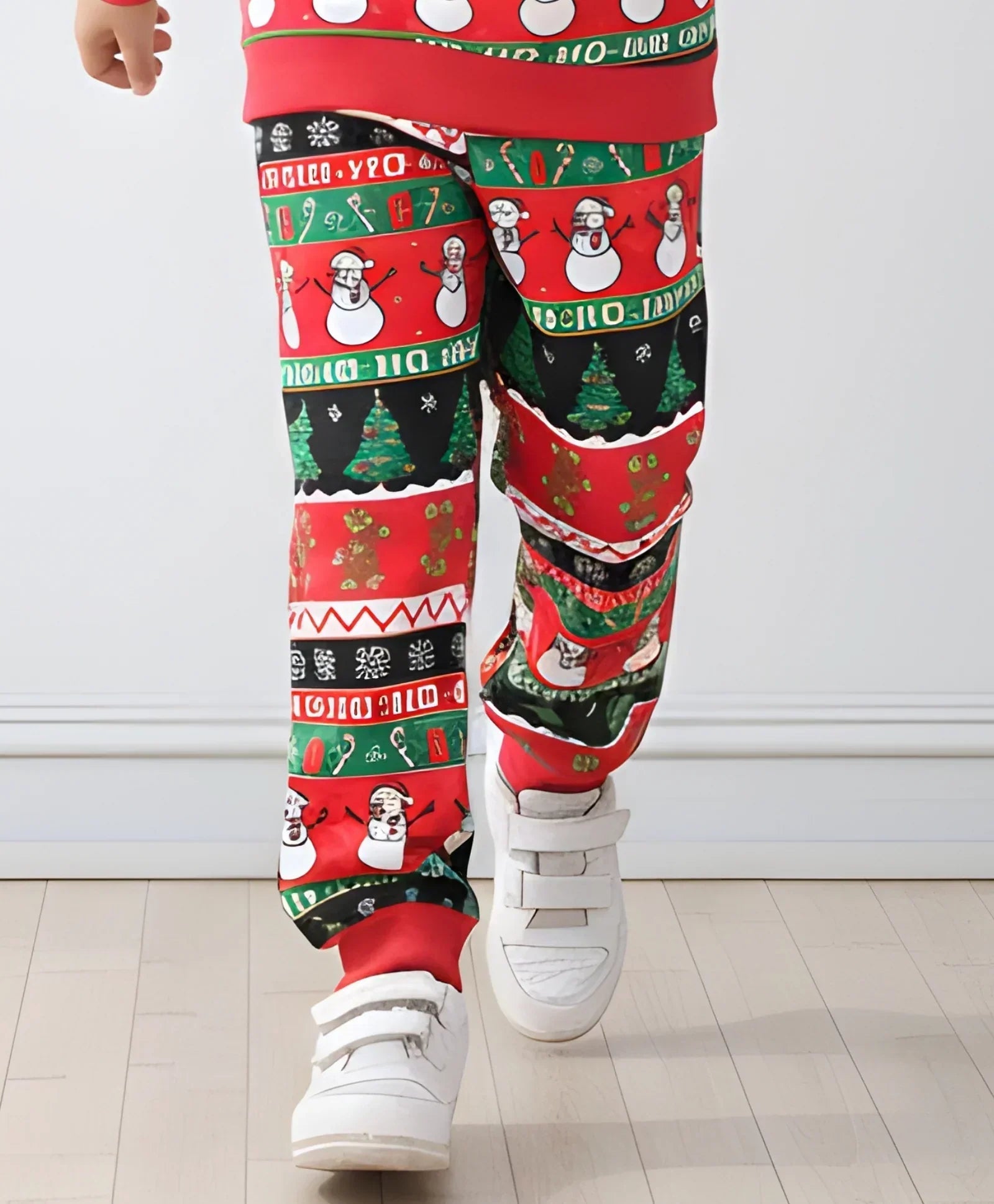 CHRISTMAS PRINT BOYS FLEECE JOGGER - RED