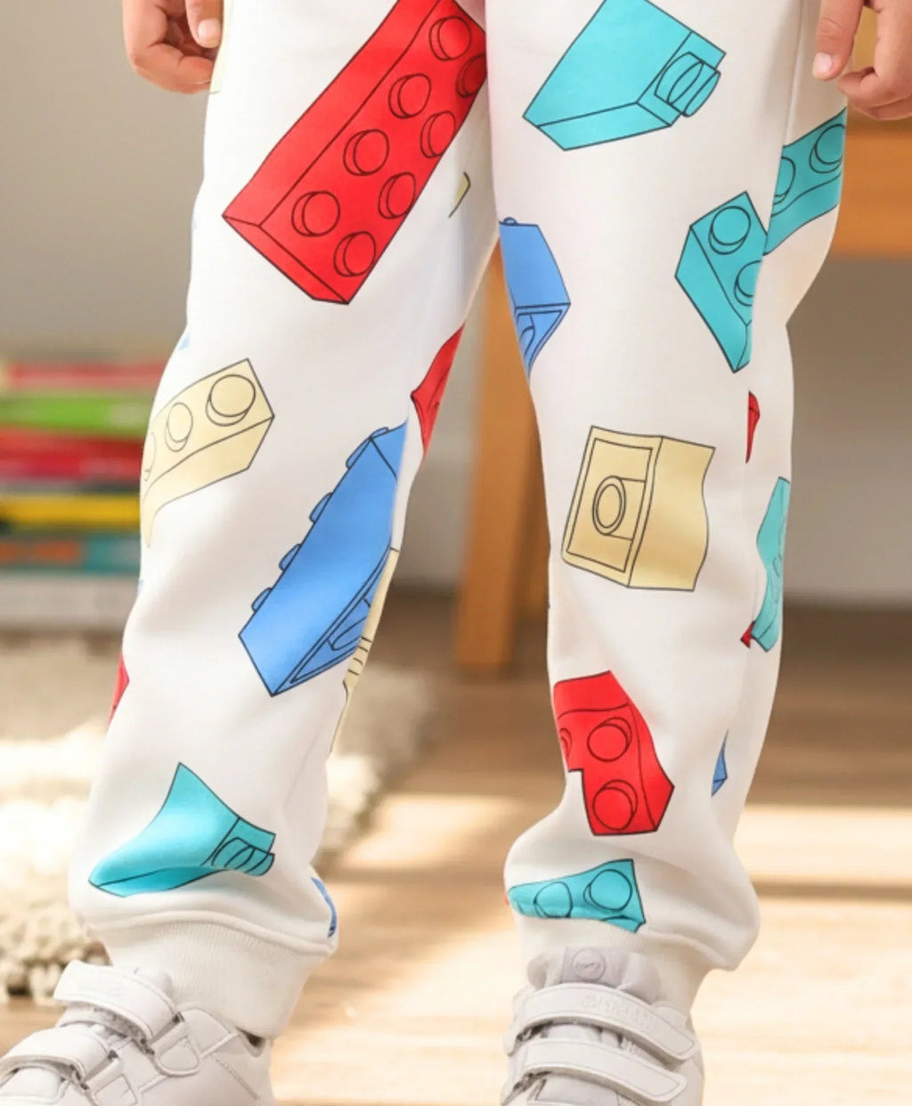 BLOCK BUILDER FLEECE BOYS JOGGER - OFF WHITE