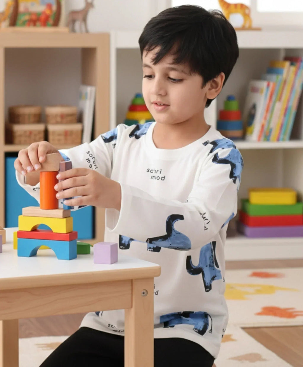 ELEPHANT LONG SLEEVE BOYS T-SHIRT -OFF WHITE