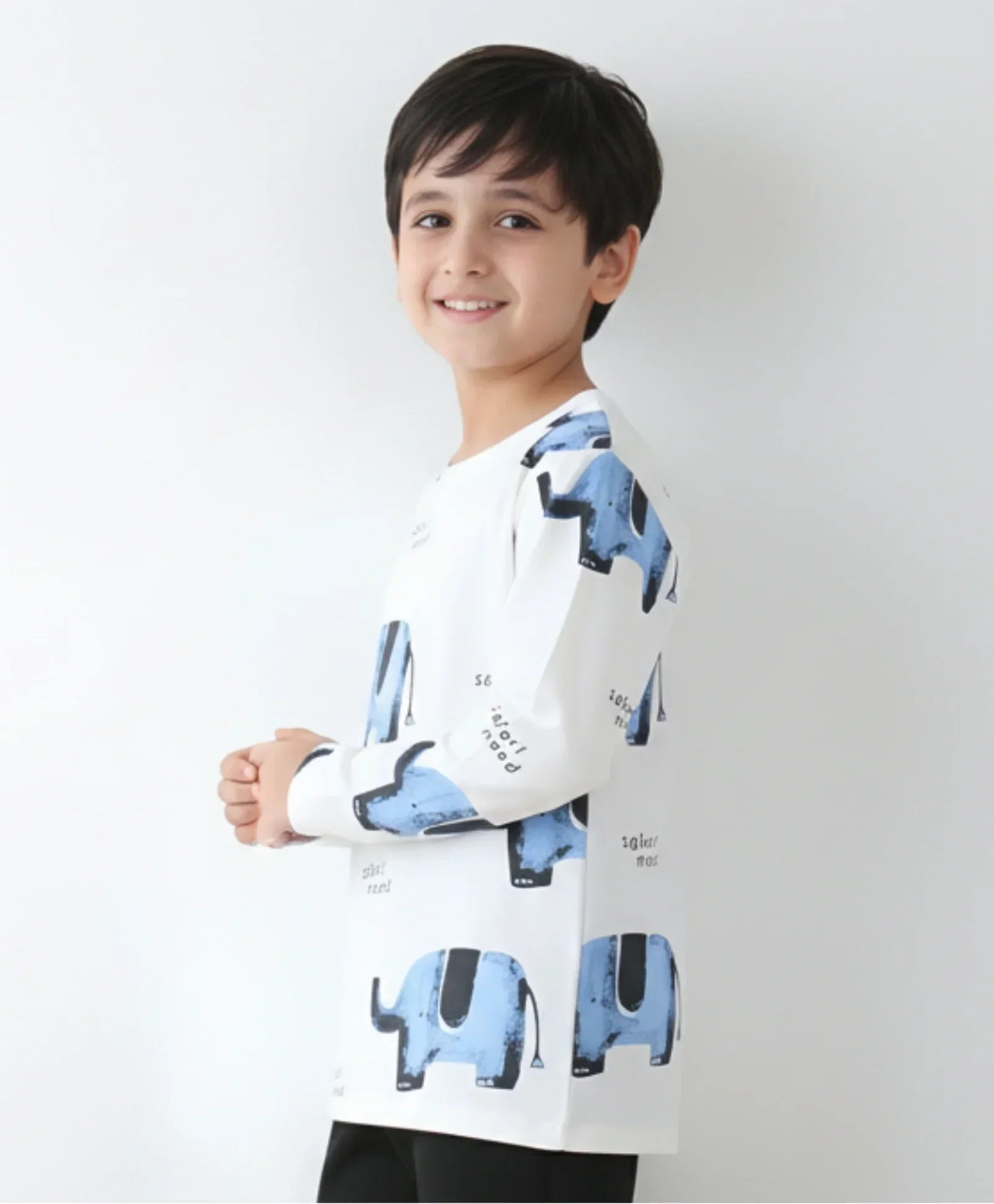 ELEPHANT LONG SLEEVE BOYS T-SHIRT -OFF WHITE