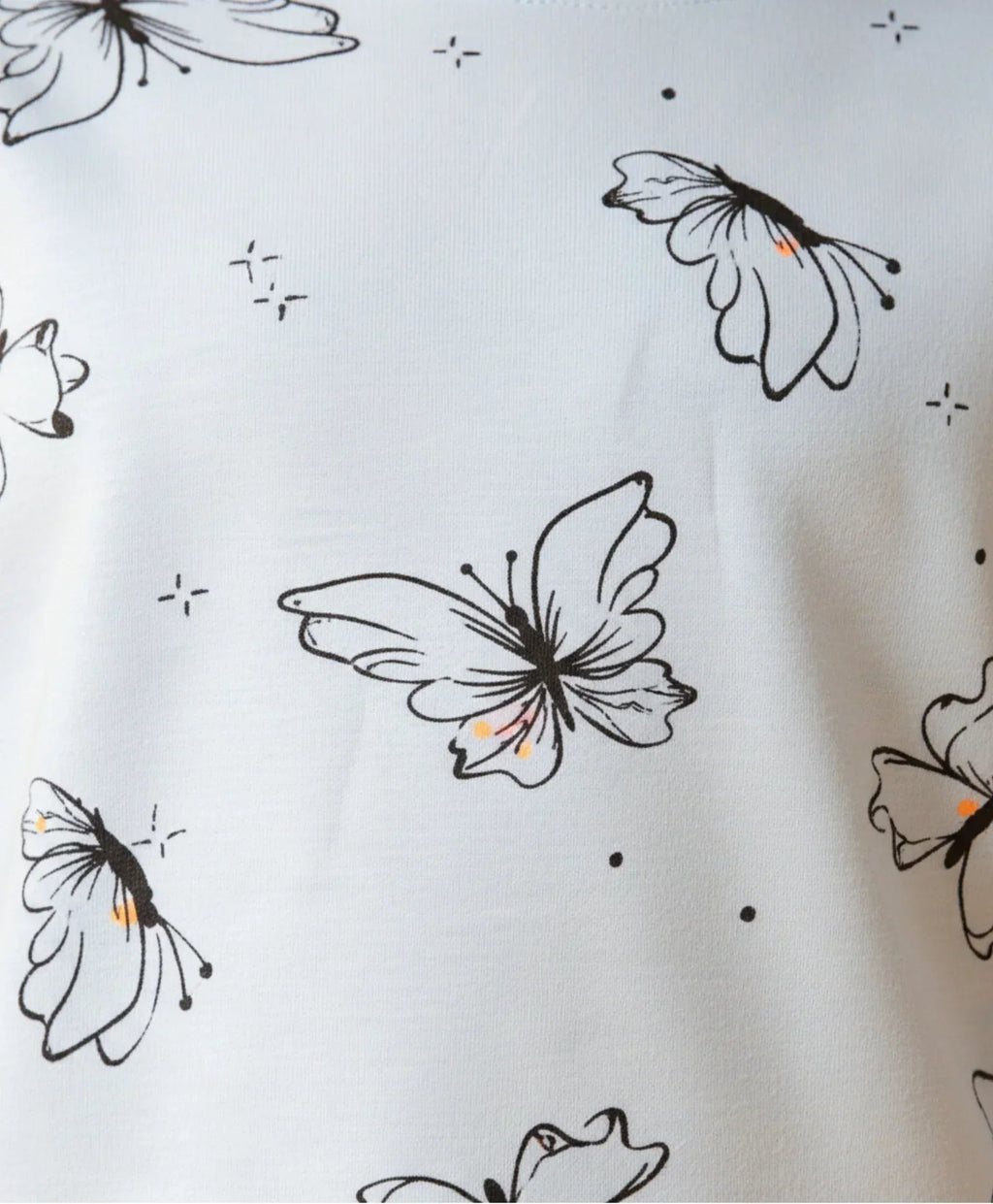 BLUE BUTTERFLY LONG SLEEVE GRILS T-SHIRT FLEECE JOGGER SET - BLUE/BLACK