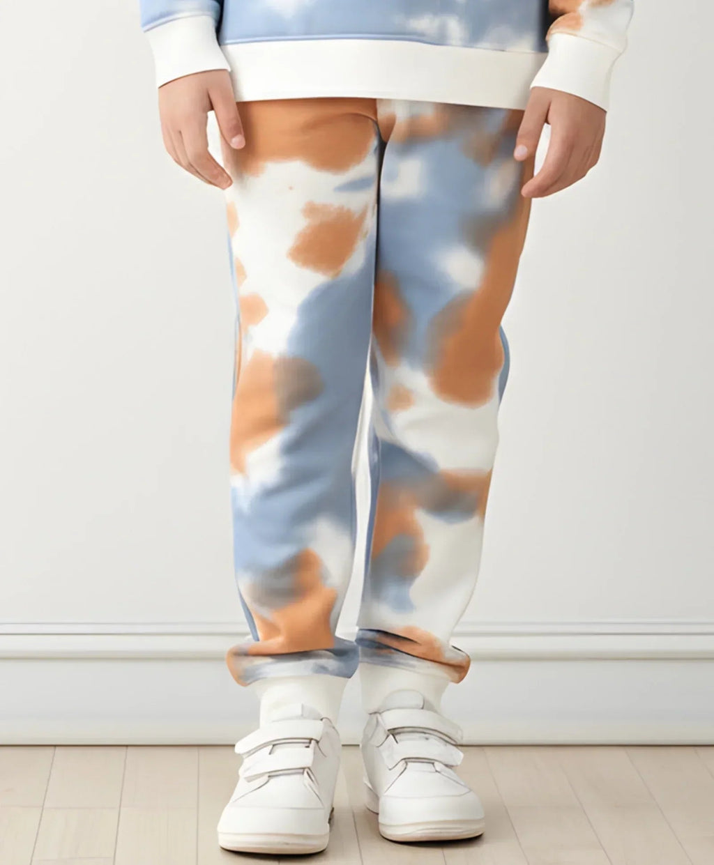 BLUE BROWN TIE DYE BOYS FLEECE JOGGER - BROWN